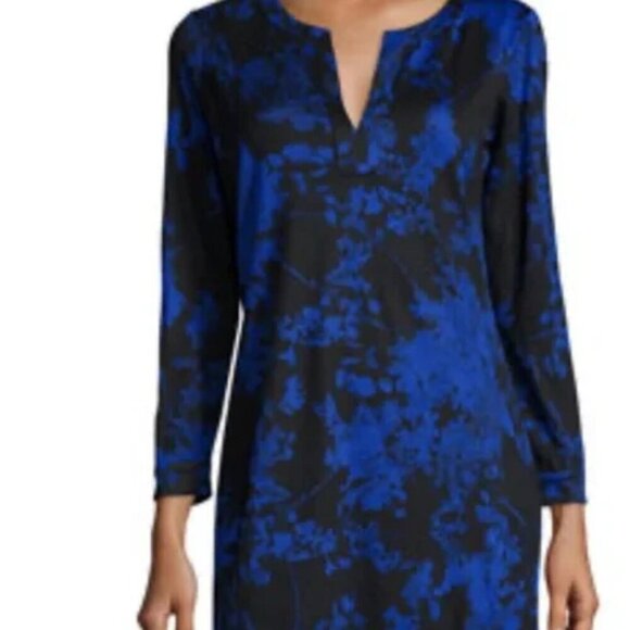 DIANE VON FURSTENBURG Floral Daze Silk Dress in Blue & Black Size 2 or XS - Picture 2 of 6